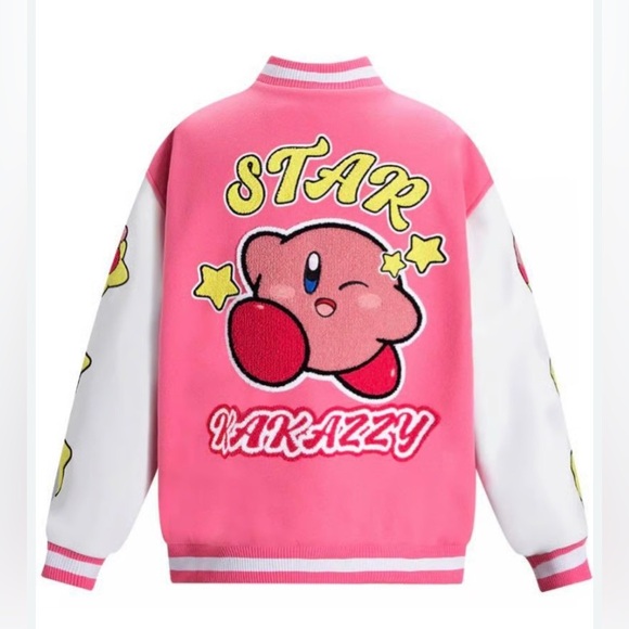 Pink Varsity Jacket with Star Patches - Picture 3 of 7